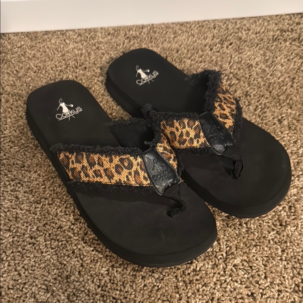 Corkys Black and Leopard Sandals